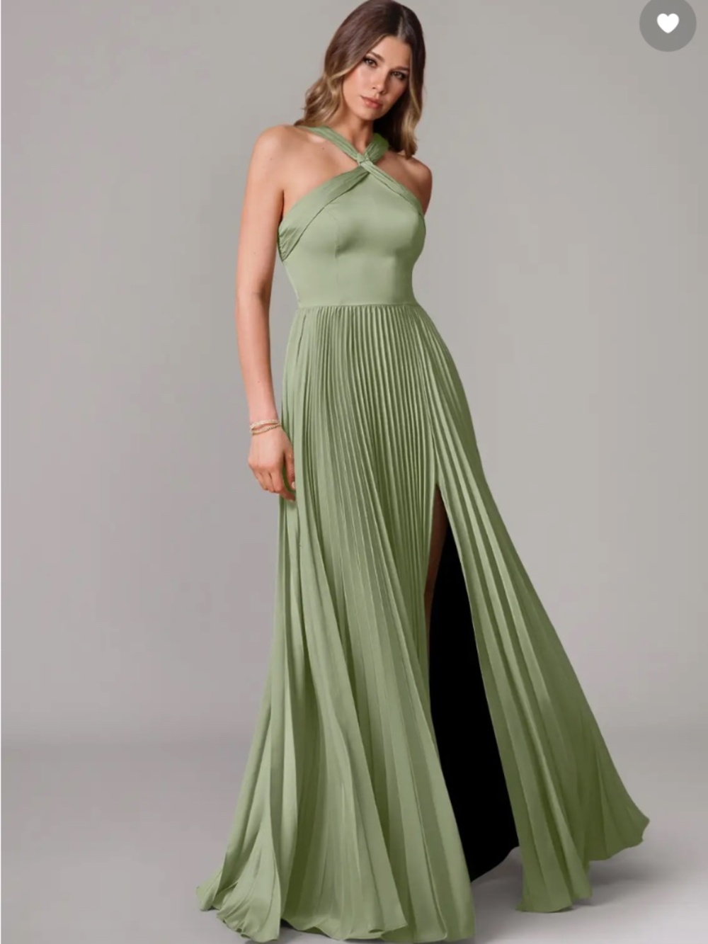 Azazie Afra Sage Green Stretch Satin A6